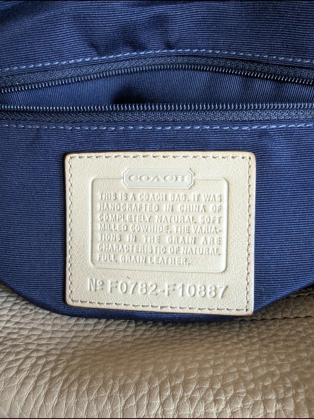 Coach Beige Leather Satchel with Dark Brown Straps